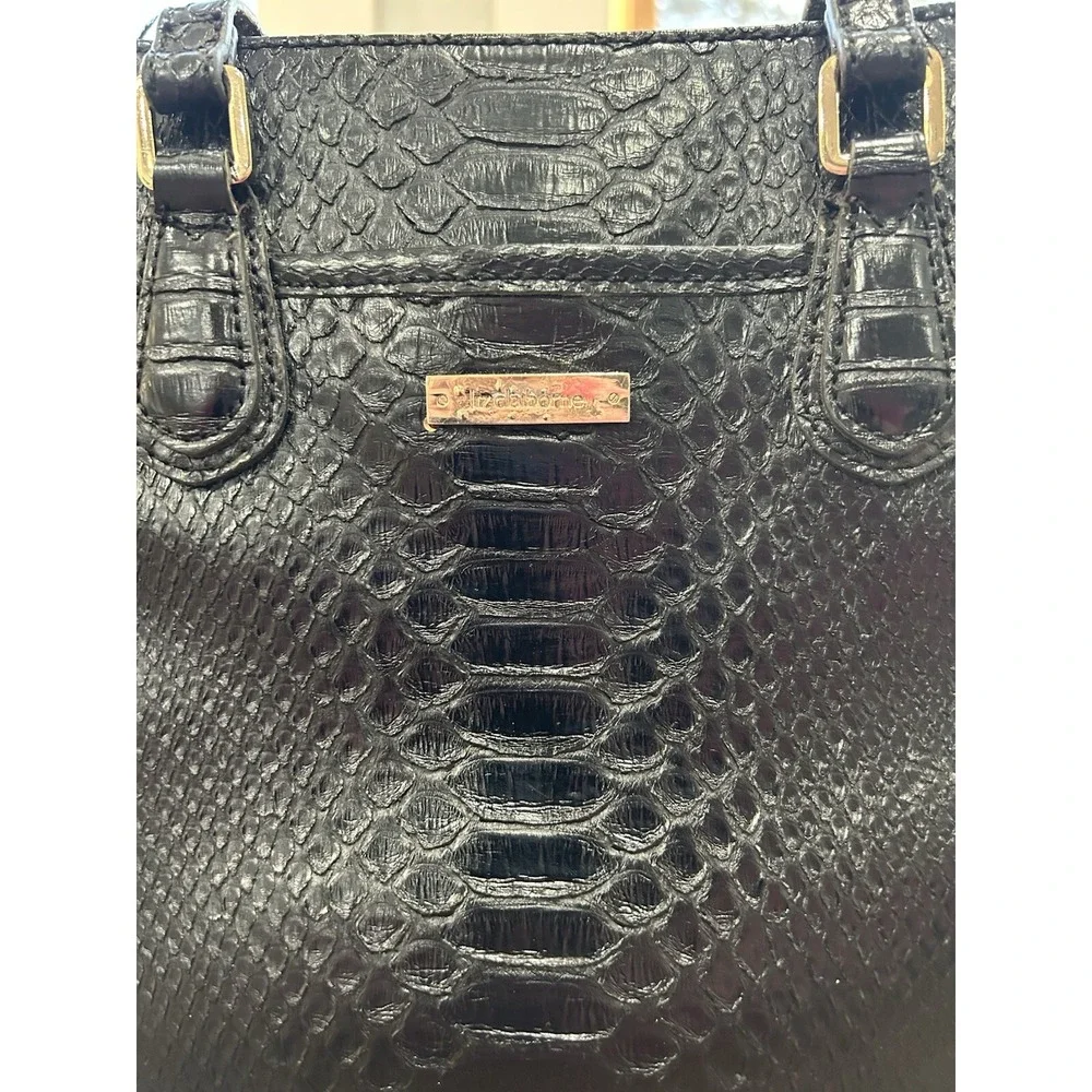 Y2K 90s Vintage Liz Claiborne Black Textured‎ Crocodile Purse Shoulder Bag 10